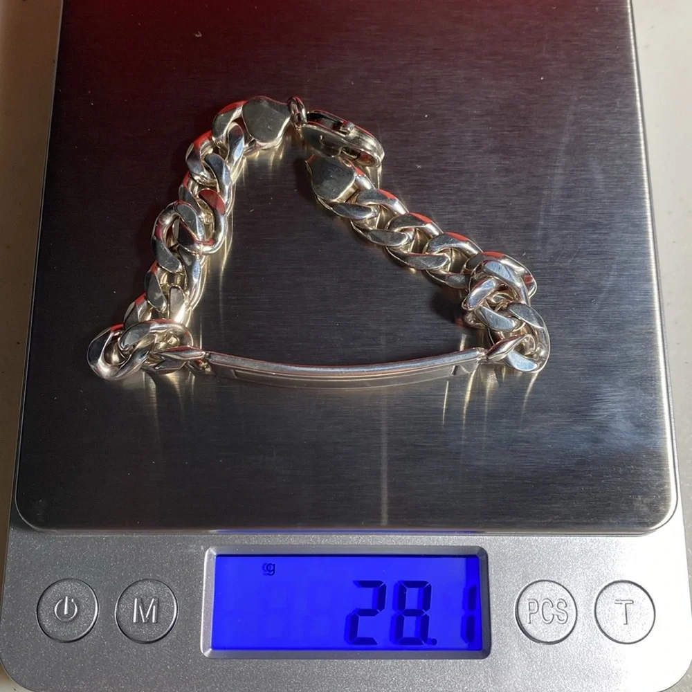 Silver 925 Men’s Chain Bracelet Ashford 28g Made in Italy